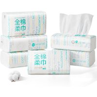 Purcotton Disposable Face Towel, 100 Sheets/Pack, 6 Packs, 100% Cotton, Face Towel for Makeup Removing and Skin Care