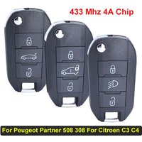 Flip Remote Key Fob 433MHz 4A Chip For P-eugeot Partner 508 308 Expert For Citroen Dispatch C3 C4 Cactus for Opel For Vauxhall