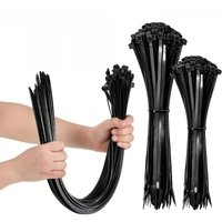 100pcs Black Cable Ties High Tensile Strength, Uv Resistant, Self-Locking For Home & Office Cord Management