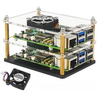 Raspberry Pi 5 Acrylic Case Transparent Shell with PWN Cooling Fan Stackable Plate Case for RPI 5 Pi5 Cluster DIY Electronic
