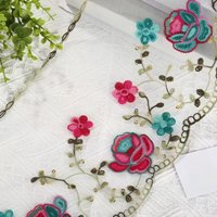 3Yards Lace Embroidery Red Blue Fabric Mesh Lace Trim Ribbons Lace Ribbon Sewing Craft Curtain Barbie Doll Skirt Hem