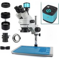 4K 2K 48MP HDMI USB VGA Microscope Camera 7X-45X Simul-Focal Stereo Trinocular Zoom Microscope Set With Auxiliary Objective Lens