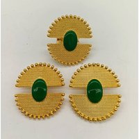Gold Plated Earrings Geometric Ear Clips Ring Set for Women Copper Jewellery Party Wedding Gifts Colored Earrings Ring Jewelry