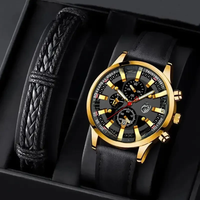 Mens Fashion Quartz Watch With Leather Bracelet Men Business Watch Fashion Casual For Daily Sports Luminous Clock