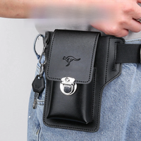 Men Leather Pack Waist Bag Belt Clip Phone case Holster Mobile phone bag Fits all mobile 5.4 - 6.9 inch phones iphone Samsung