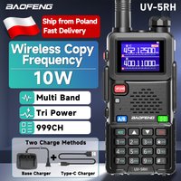 Radiotelefon Baofeng UV 5RH z odbiorem pasma lotniczego, bezprzewodowym kopiowaniem częstotliwości, wielopasmowy, VOX, FM, z portem Type-C, przenośny, dalekiego zasięgu, dwukierunkowy radiotelefon