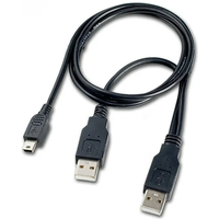 Dual USB 2.0 Type A to USB Mini 5-Pin Type B x1 Y Data & Power Cable FC