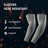Heat Resistant Arm Sleeves Men Women, Carbon Fiber Aramid Cut Proof BBQ Oven Gloves, Anti-Scald Forearm Protectors Dark Green