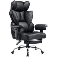 COMHOMA Office Chair High Back PU Leather Executive Desk Chair with Footrest, Ergonomic Heavy Duty Big and Tall Swivel Reclining