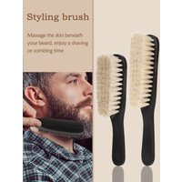 Men's beard brush, wooden handle, white horse hair, beard cleaning brush, hair styling brush, anti-static hair styling brush, sh