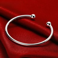 Real 925 Sterling Silver 4MM Simple Opening Bangle Bracelet For Women Men Fashion Hip Hop Punk Jewelry Wedding Gifts