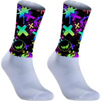 AliExpress NONE 2024 Bicycle Sport Running Bike Socks Calcetines Ciclismo Anti Slip Silicone Summer Aero Socks Graffiti Cycling Socks