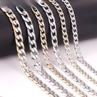 LUXUKISSKIDS Men's Cuban Link Chains Golden Necklace Stainless Steel Basic Punk Gothic Maxi Solid Curb Choker For Women No Fade