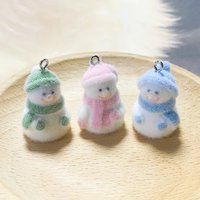 6pcs Resin Fluffy Snowman Christmas Charms Cute Xmas Earring Keychains Pendant Accessoy Hot DIY New Year Jewelry Make