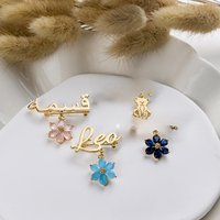 Personalized Customized Name Pendant Teddy Bear Brooch Exquisite Diamond Inlay Multi-color Petal Pendant Jewelry Holiday Gift