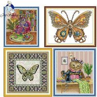 20250418- Animal Style Joy Sunday Cross Stitch Complete Kit Pattern Stamped Counted Canvas 16CT 14CT 11CT DIY Embroidery Set
