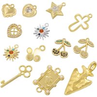 ZHUKOU For DIY Bracelet Necklace Brass 18K Golden-plated Metal With CZ Zirconia Pendant Jewellery Handmade Accessories:VD1672-81