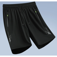 Summer Loose Sports Shorts Board Shorts Outdoor Running Jogging Gym Fitness Casual Short Pants Men Quick Dry Bottom Black M-4XL