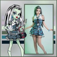 N66UWOWO Monster High Cosplay Frankie Stein 1 Cosplay Costume Suit Female Cosplay Dress Halloween Costumes Outfit2W $ % Cosmei