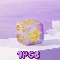 1/3 Pcs Acrylic Dice with Turtle and Seashell Patterns D6 Dice – Novel Six-Sided Game Dice, Suitable for Tabletop Role-Playing G