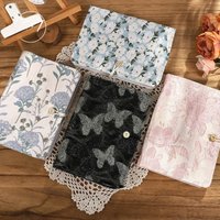 JIANWU A5 Literary Embroidered Fabric Button Loose-leaf Notebook Flower Butterfly Cover Creative DIY Student Supplies Stationery