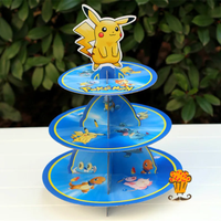 Cartoon Pokemon Three Tier Cake Stand Cute Pikachu Cake Stand Kids Birthday Party Decorations Dessert Tray Party Supplies