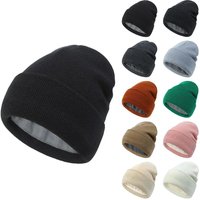 AliExpress NONE Winter Soft Thick Fleece Lining Beanie Hat for Men Women Warm Kniting Cuffed Beanie Outdoor Ski Hats Unisex Cycling Ski Caps