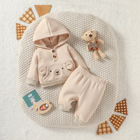 Baby Boys Solid 2PCS Antumn/Winter Long Sleeve Hooded Sweatshirt +Trousers For Newborn-6M Daily Cute Clothing Set