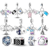 MULA 1PC 925 Sterling Silver Aircraft Travel Charms Pendant Beads Fit Original 925 Pan Bracelet Making Fine Jewelry Women DIY