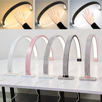 Fusitu 40W Arc Table Nail Lamp white Diamond LED Half Moon Light Shaped Nails Care kit Desktop Arch Ring Led Lights for Nail