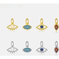 ANDYWEN 925 Sterling Silver 3*6mm Circle Evil Eye Red Pear Charm Pendant Luxury Women Crystal Birthstone Beads Necklace Making