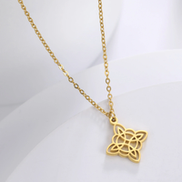 Skyrim Witchcraft Witch Knot Pendant Necklace for Women Stainless Steel Geometric Choker Neck Chains Vintage Amulet Jewelry Gift