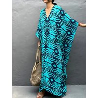 Kaftan Dresses for Women V Neck Summer Swimsuit Cover up Caftan Plus Size Maxi Beach Dresses