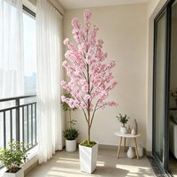 3.4FT-7.2FT Artificial Pink Cherry Sakura Tree Faux Flower Tree Real Touch Branch Fake Plant for Wedding Home Living Room Decor