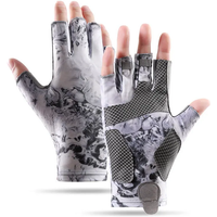 AliExpress NONE Cycling Fishing Men's Gloves Summer Women Ice Silk Sun Protection Non-slip Sea Fishing Anti-Cut Thin Fingerless Glove Breathable