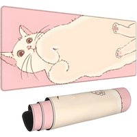 1pc Lazy Cat Pink Gaming Mouse Pad-Large Multi-Software Desk Mat with Anti-Slip Base-Office, School, Home, Gift - Excel, Word
