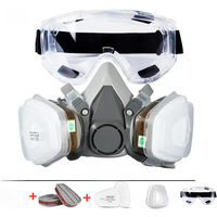 New 8-In-1 6200 Dust Gas Mask With Safety Goggles Half Face Gas Respirator For Painting Spraying Polishing Work Safety