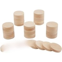 50pcs 1 Inch Unfinished Beech Wood Craft Circle Cutouts Round Wooden Thick Circles Slices Blank Wood Ornaments Decoration