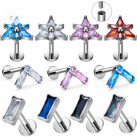 1pc Piercing Labret Helix Tragus Ear Studs Star Internal Thread ASTM F136 Titanium Lip Ring Ear Cartilage Earring Stud Jewelry