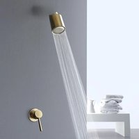 High Pressure Brush Gold Brass Shower Head Single Funtion Rainfall Bathroom Shower Head Top Water Saving Spray Bath Wall Mounted