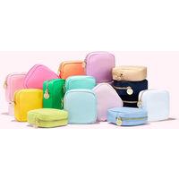17Colors Hot Selling Chenille Patch Waterproof Travel Toiletry Bag Large Capacity Pink Cosmetic Bag Nylon Makeup Bag Nylon Pouch