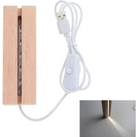Colorful Light Lamp Stand Wooden Rectangle Light Base LED Display Base Pedestal with USB Cable for Acrylic Night Light