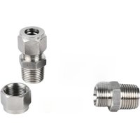 1/8" 1/4" 3/8" 1/2" 3/4" 1" NPT BSPT Male x 3-25mm 1/8-1" OD 304 Stianless Steel Pipe Fitting Compression Tube Union Connector