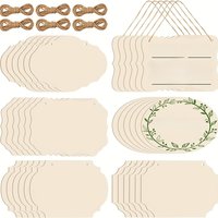 12Pcs Unfinished Wood Boards,6 Shapes of Blank Wood Signs Wood Plaques with Hanging Ropes for Wood Burning DIY Crafts