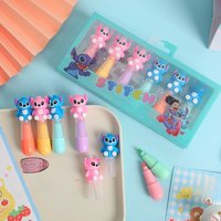 6pcs/set New Stitch Highlighter Bagged Mini Disney Lilo & Stitch 6color Diy Handbook Pen Cute Student Marker Stationery Gift