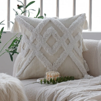 White Tufted Cushion Cover With Tassel Mori Style Home Decor Decorative Pillowcase Sofa Funda Cojin Living Room Pillow Cover
