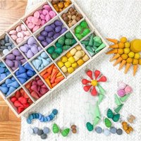 Montessori Mandala Blocks Loose Parts Baby Pretend Play Scenes Toys Color Sorting Counting Educational Wooden Toys for Children