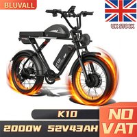 AliExpress BLUVALL K10 2000W Dual Motor E-Bike 55KM/H 120KM PAS Range 20x4.0 Tires SHIMANO 7-Speed 43Ah Dual Batteries Electric motorcycle