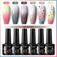 YUGUCE 6-piece temperature-changing gel nail polish set, suitable for DIY nail art, can change color with temperature