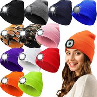 AliExpress NONE Winter Knitted Cap LED Beanie Hat Unisex Warm Winter Hat with Lights for Night Running Cycling Fishing USB Rechargeable Beanie